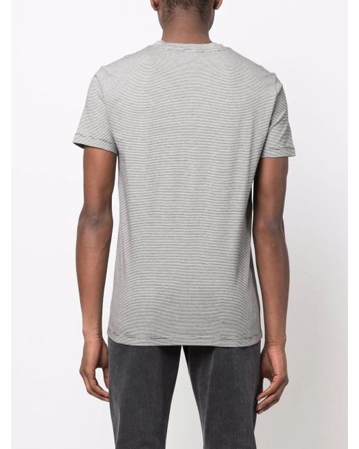 Lardini Gray Striped Cotton T-Shirt for men