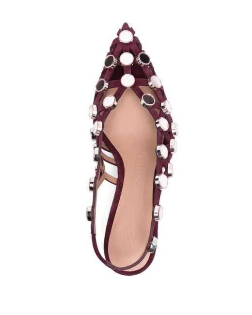 The Attico Pink Grid Pumps Bordeaux