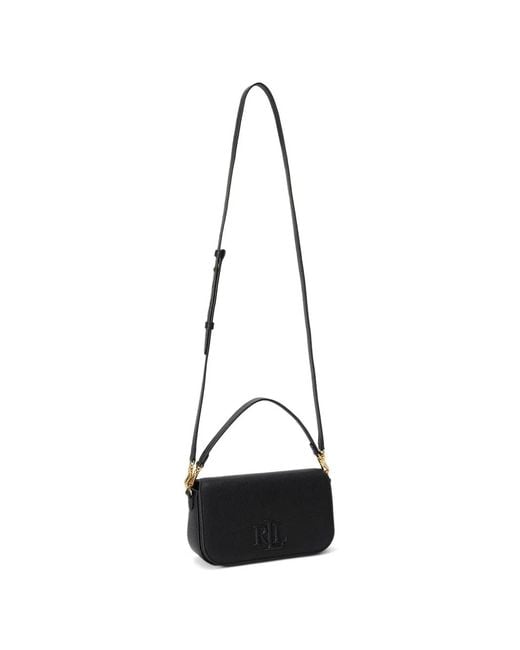 Ralph Lauren Black Embossed-Logo Shoulder Bag