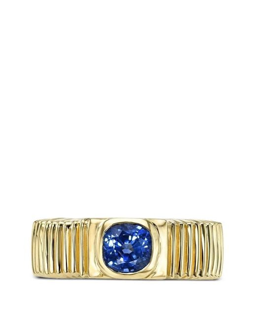Retrouvai Metallic Pleated-Design Sapphire Ring