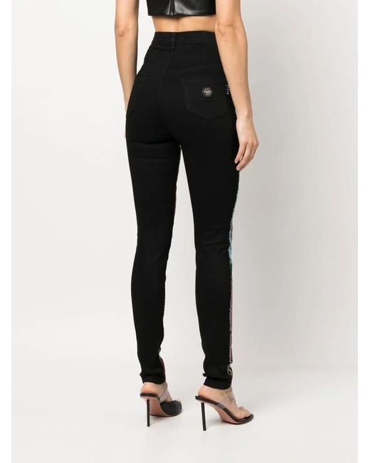 Philipp Plein Blue Patchwork Denim Jeggings