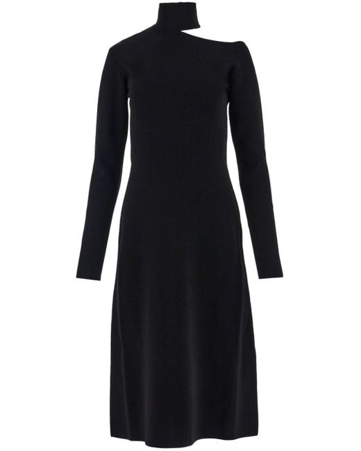 Ferragamo Uitgesneden Midi-jurk in het Black