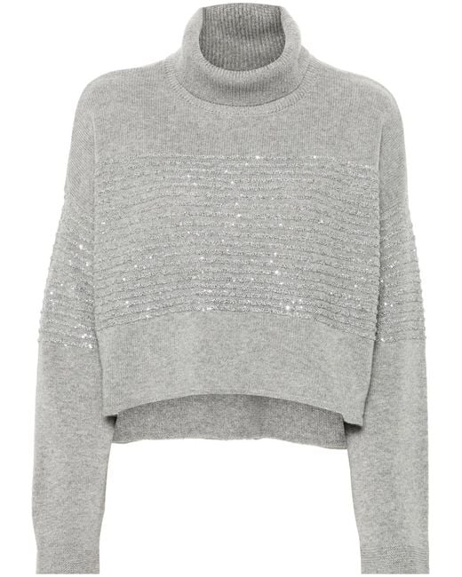 Pull Rayé À Col Roulé Twinset en coloris Gray