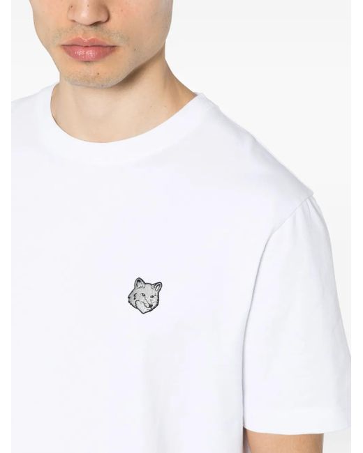 Maison Kitsuné White Bold Fox Head Patch T-Shirt for men
