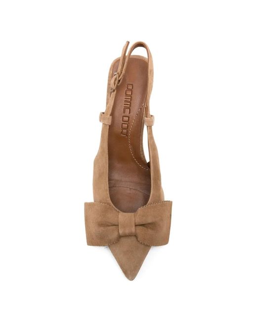 Pomme D ́Or Natural Henriette Bow-Detail Slingback Pumps