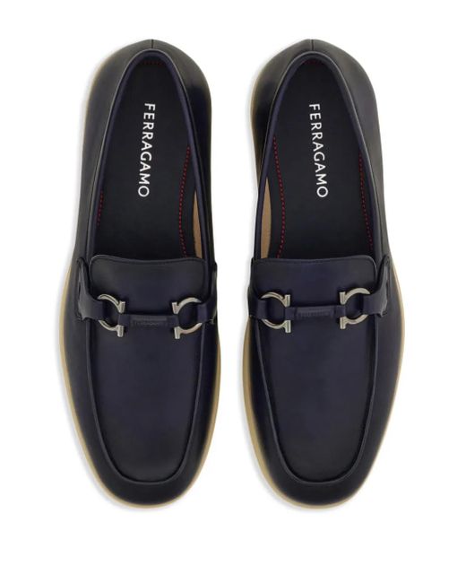 メンズ Ferragamo ガンチーニ レザーローファー Blue