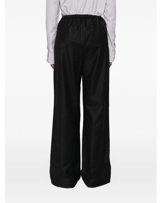 Rohe Black Elasticated-Waist Wide-Leg Trousers