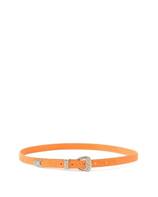 Pinko Orange Croc-Effect Buckle Belt