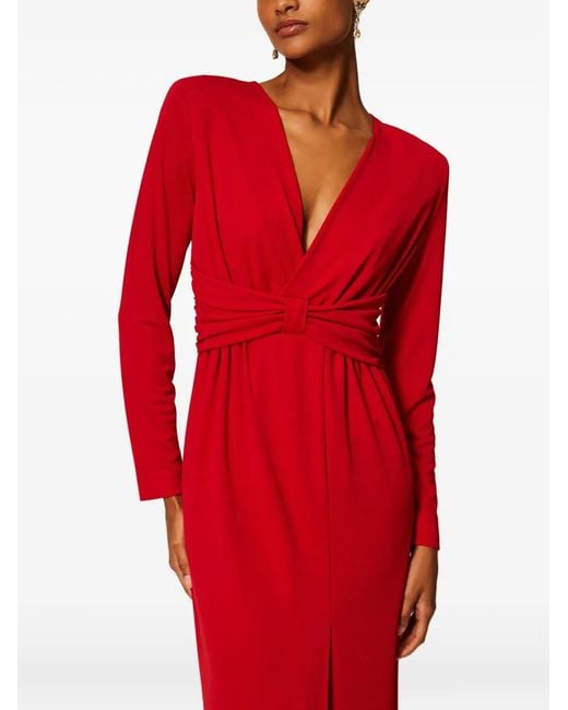 Twinset Red Long Dress With Draping