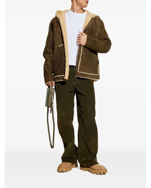 DSquared² Green Hooded Shearling Jacket for men