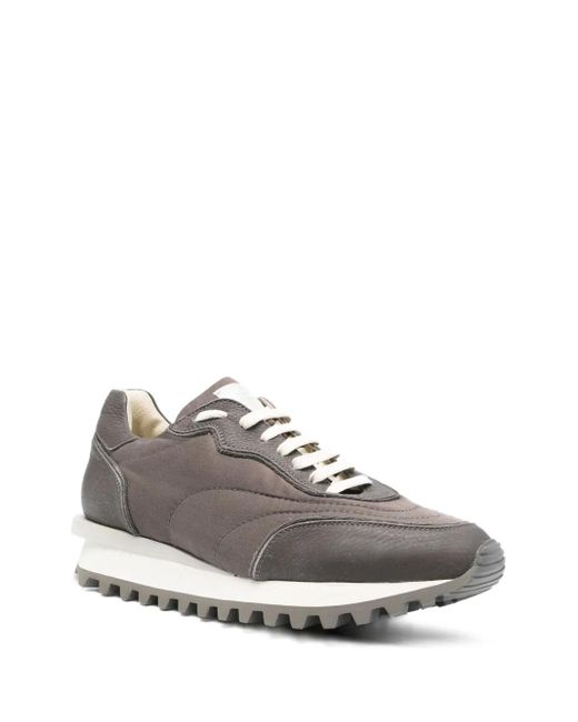 Eleventy Gray Panelled Lace-Up Trainers for men