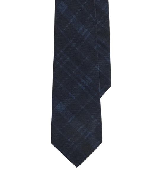 Ralph Lauren Blue Plaid Silk-Twill Tie for men