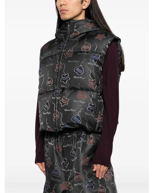 MASU Black Falling Balloon Down Vest Jacket for men