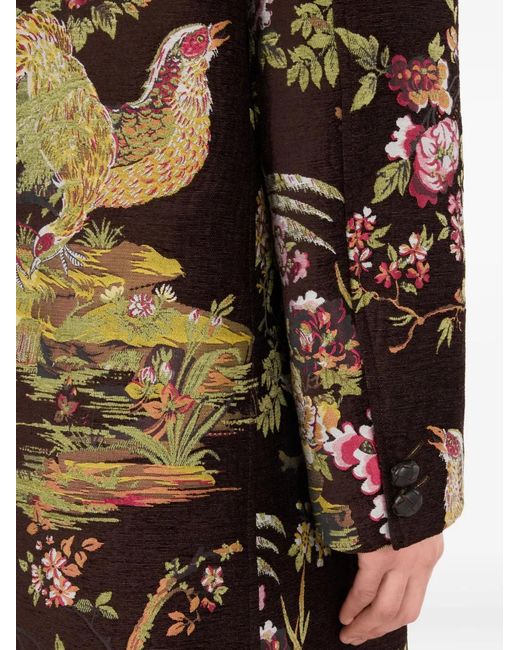 Roberto Cavalli Brown Landscape-Jacquard Coat for men