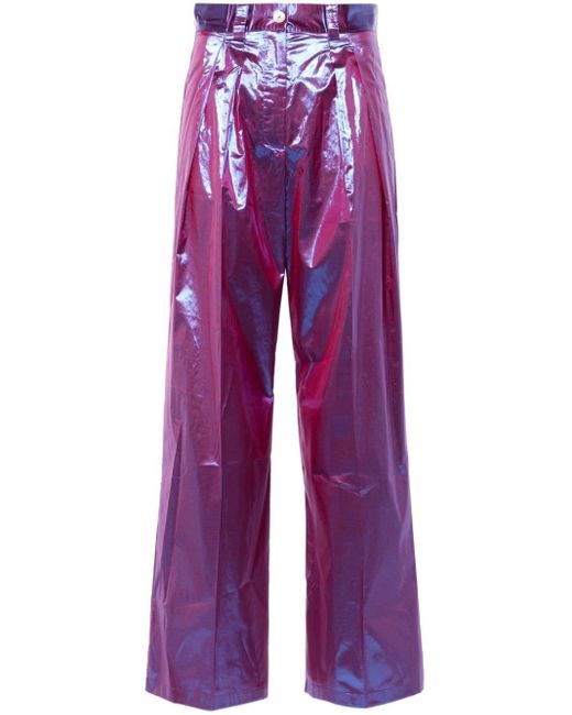 Pantalones rectos tornasolados Forte Forte de color Purple