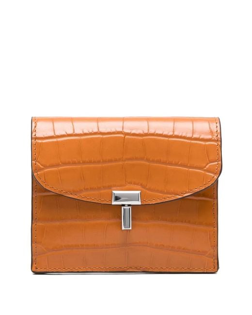 Totême Orange T-Lock Embossed Cardholder