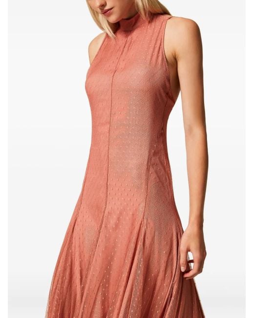 Twinset Brown Gepunktetes Tüllkleid
