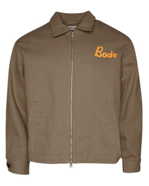 Bode Brown Graphic-print Cotton Bomber Jacket for men