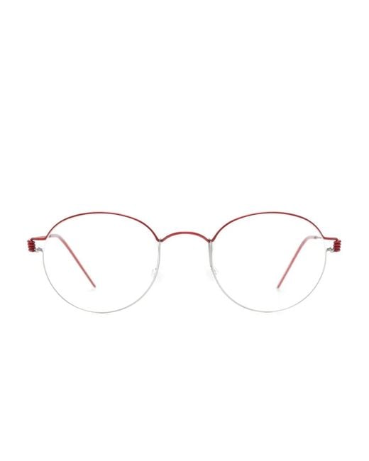 Lindberg Red Morten Round-Frame Glasses