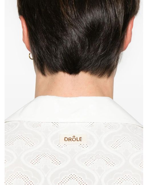 メンズ Drole de Monsieur アイレットレース シャツ White