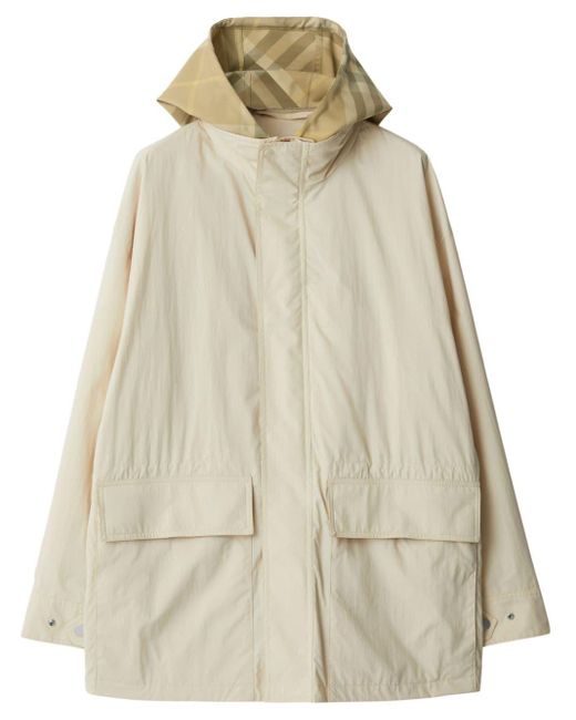 Burberry Natural Ekd Check-print Hooded Jacket