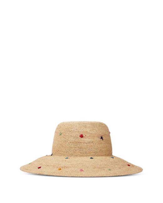 Paul Smith Natural Swirled Polka Dot Raffia Hat