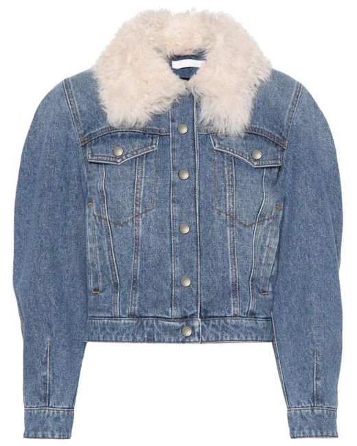 Chloé Blue Jeansjacke Mit Shearling