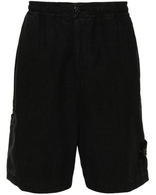 Stone Island Black Compass-motif Bermuda Shorts for men