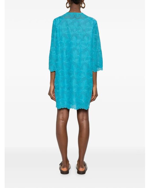 Valentino Garavani Blue Broderie Anglaise Mini Dress