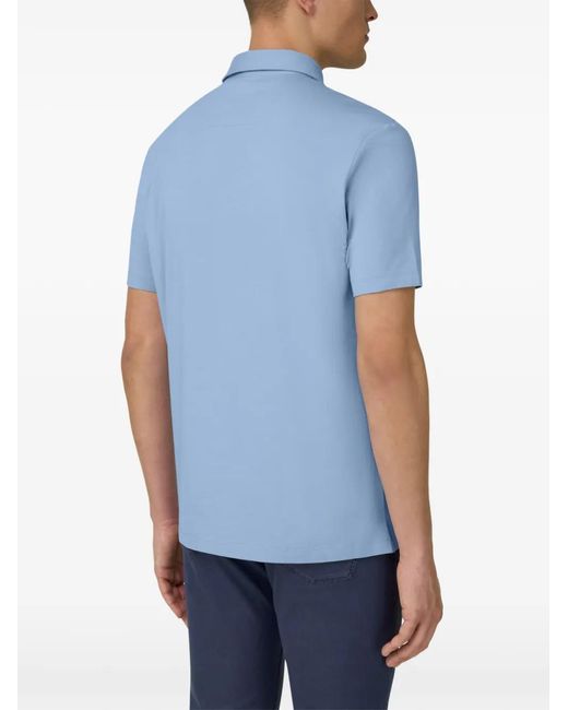Boggi Blue Button-Front Polo Shirt for men