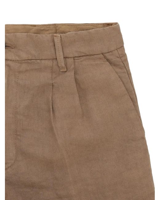Fortela Brown Side-Pocket Button-Fastening Shorts