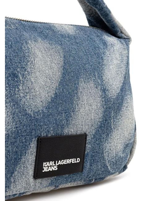 Karl Lagerfeld Blue Bleached Denim Tote Bag