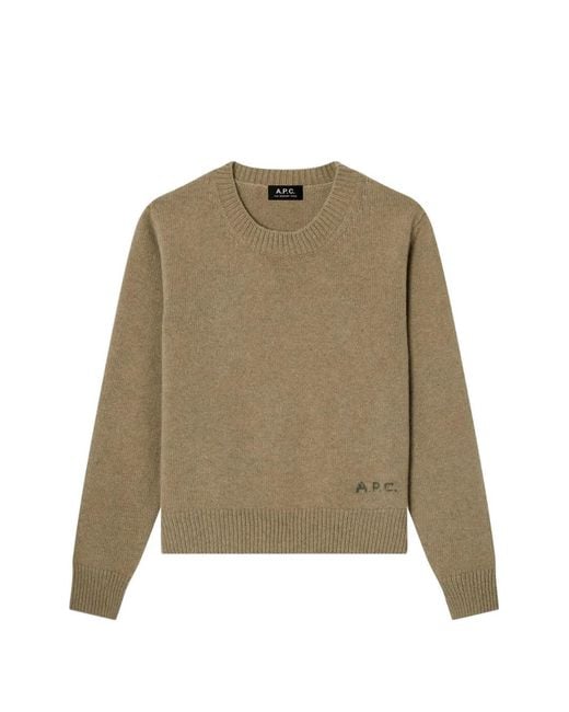 A.P.C. Natural Logo-Embroidered Wool Sweater