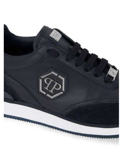 Philipp Plein Blue Runner Hexagon Patch Sneakers