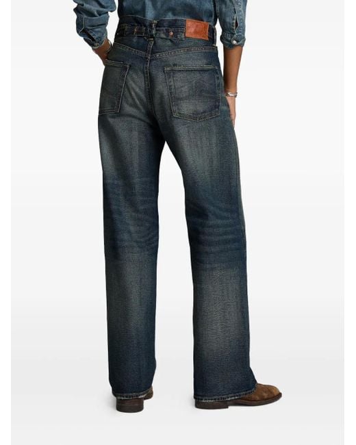 RRL Blue Distressed-Effect Jeans