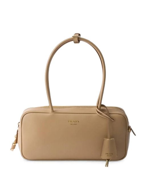 Prada Natural Medium Leather Top-Handle Bag
