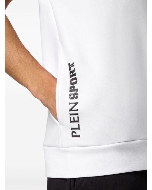 Philipp Plein White Logo Patch Sleeveless Hoodie for men
