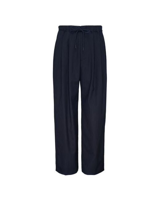 Wooyoungmi Blue Pinstripe Rope-Belt Trousers for men