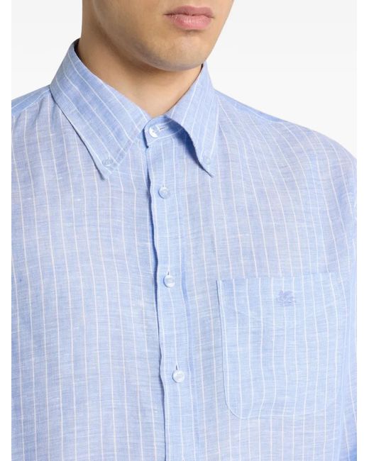 Etro Blue Striped Buttoned Shirt for men