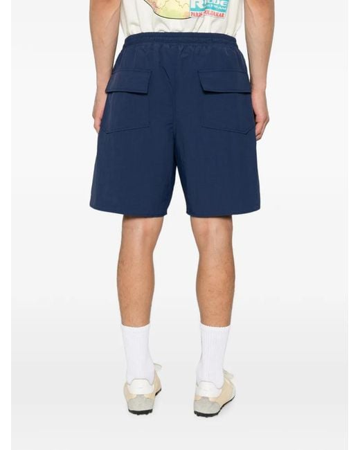 Rhude Blue Nylon Drawstring Logo Shorts for men