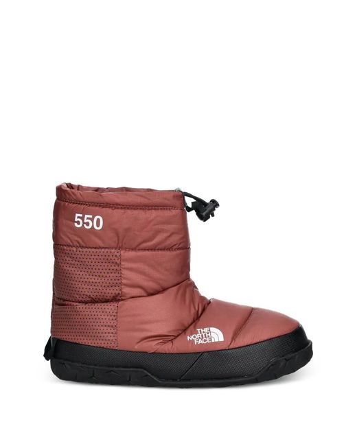 The North Face Red 550 Nuptse Quilted Snow Boots