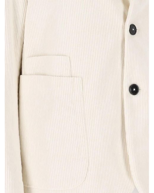 Barena White Giacca Sabi Corduroy Notch-Lapels Jacket