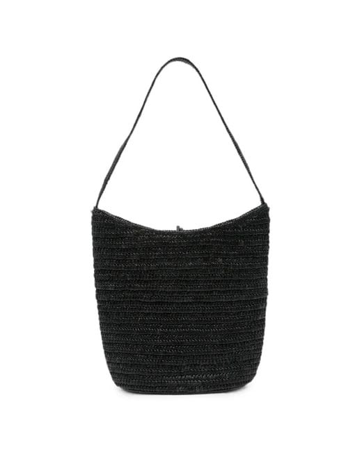 The Row Black Alma Woven Shoulder Bag