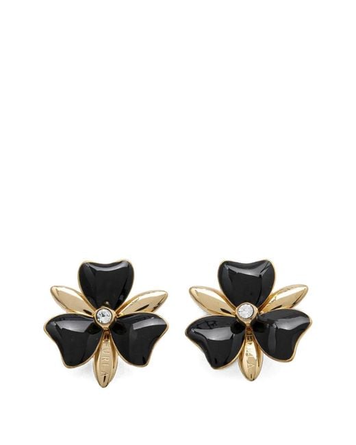 Furla Black Floral-Shape Earrings