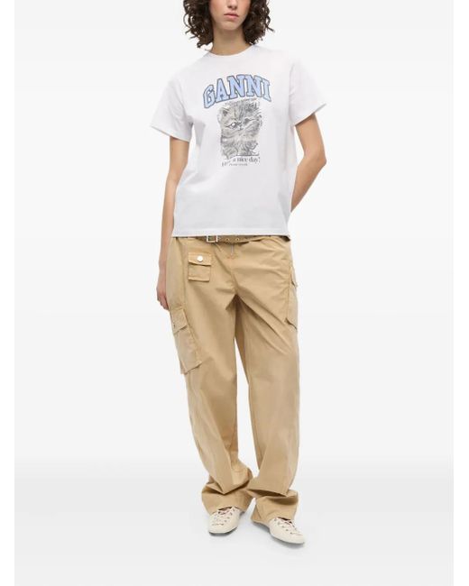 Ganni White T-Shirt With Print