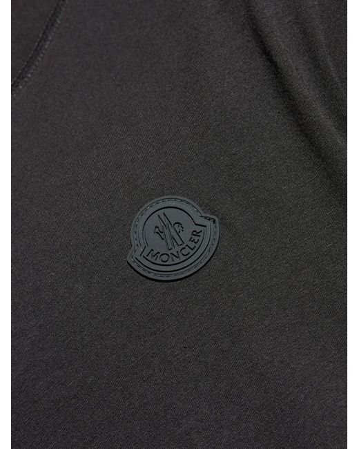 Moncler Black Logo-Patch Cotton T-Shirt for men
