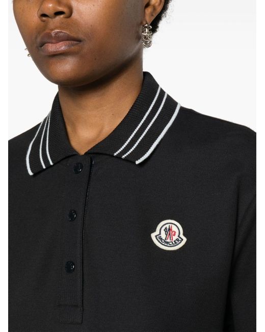Moncler Black Logo-patch Cotton Polo Shirt