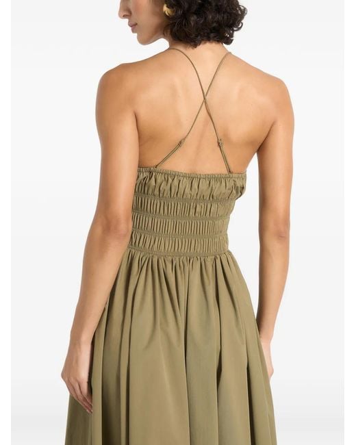 Manière De Voir Green Elva Smocked-Waist Cotton Maxi Dress