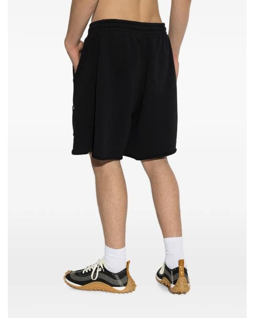Palm Angels Black Logo-Patch Drawstring Shorts for men
