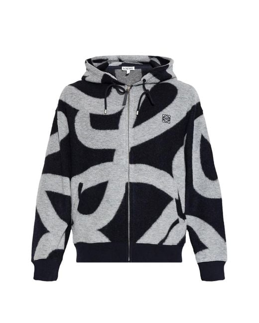 Loewe Blue Patterned Zip-Fastening Sweatshirt for men